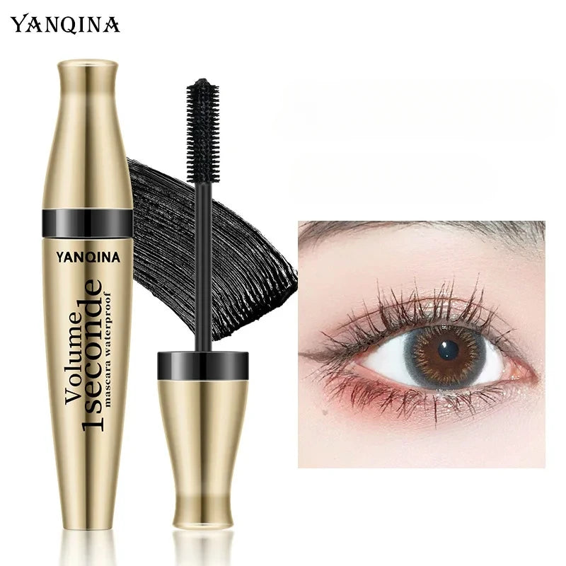 YANQINA Yanqina Gold Tube Mascara Waterproof, Slender and Non-smudging Three-in-one 3D Mascara Silicone Brush