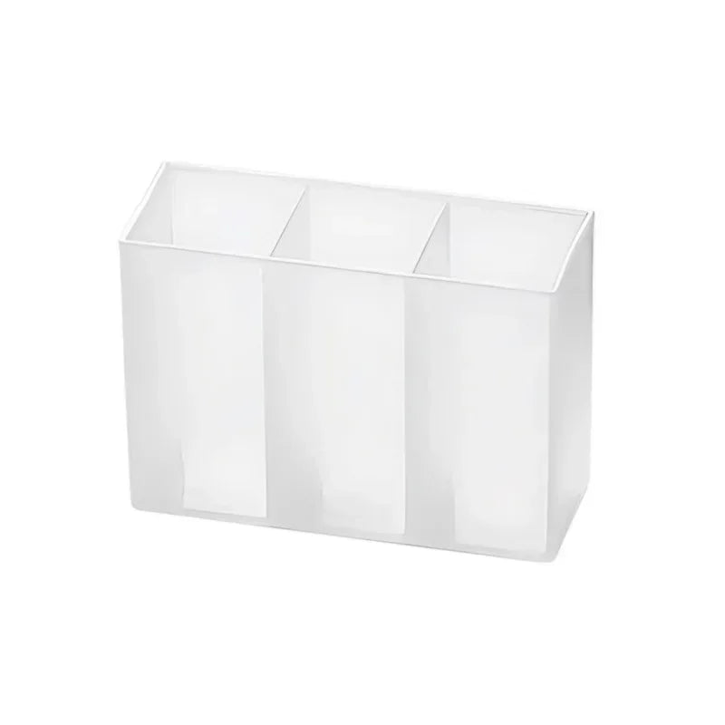 Mini Storage Box 3-Grid Plastic Makeup Brush Lipstick Storage Multi-Functional Desk Organizer for Home Kitchen Bathroom