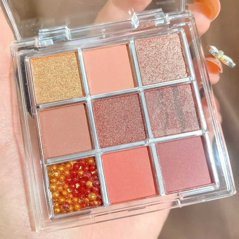 9 Colors Chocolate Eye Shadow Palette Pearly Matte Earth Color Eyeshadow Pallete Shiny Sequins Eye Pigments Lasting Makeup