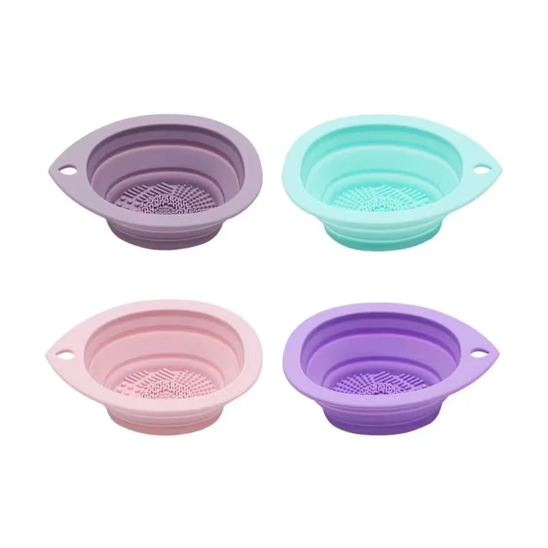 Silicone Makeup Brush Cleaner Foldable Cosmetic Brush Cleaning Bowl Powder Puff Beauty Sponge Washing Mat Brushes Scrubber Pad