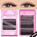 GROINNEYA DIY Lashes Extension Kit Individual Lashes Clusters Faux Mink Eyelash Extension Mix set with Lash Bond and Seal Makeup