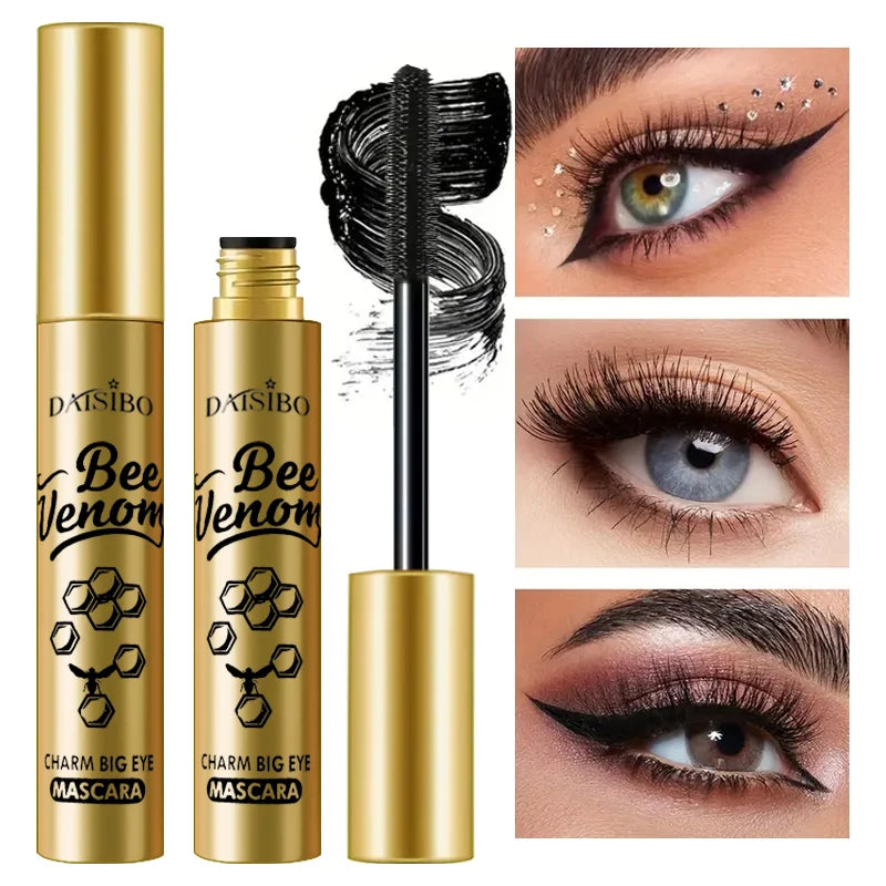 5D Waterproof Mascara Lengthens Eyelashes Extension Black Silk Fiber Mascara Female Makeup Cosmetic Bee Venom Curled Masc