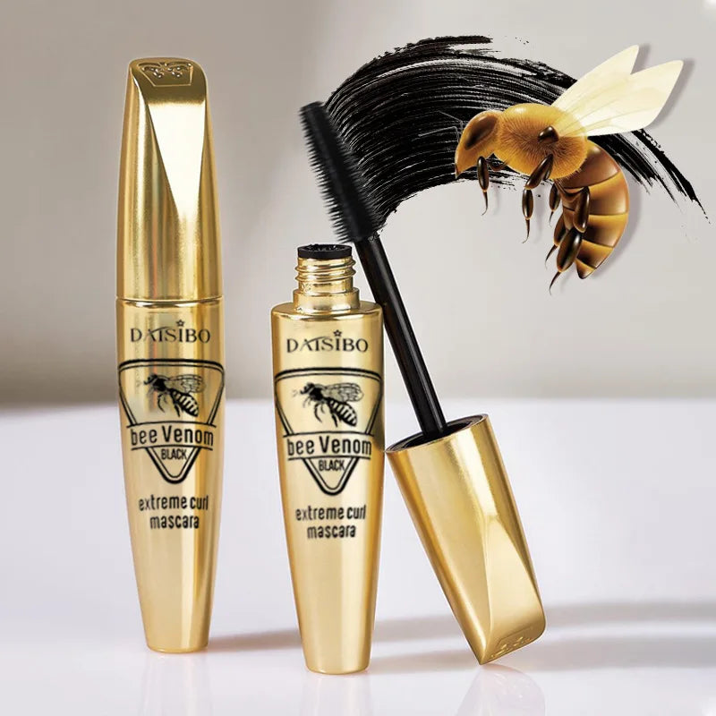 5D Waterproof Mascara Lengthens Eyelashes Extension Black Silk Fiber Mascara Female Makeup Cosmetic Bee Venom Curled Masc