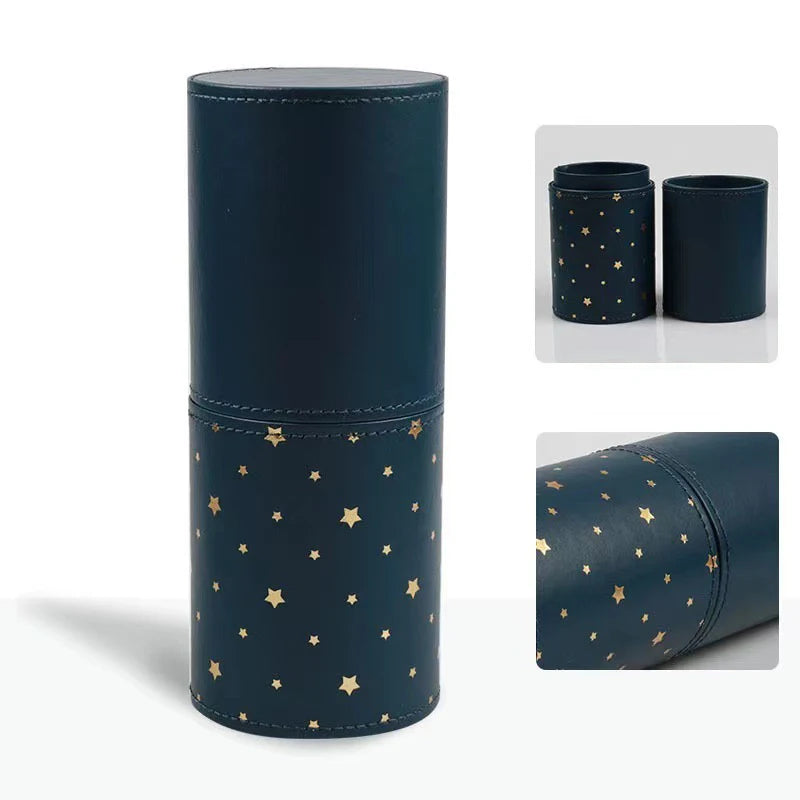 PU Leather Makeup Brush Bucket Portable Travel Cosmetic Bag Multi-Function Dust-Proof Waterproof Makeup Brush Cylinder