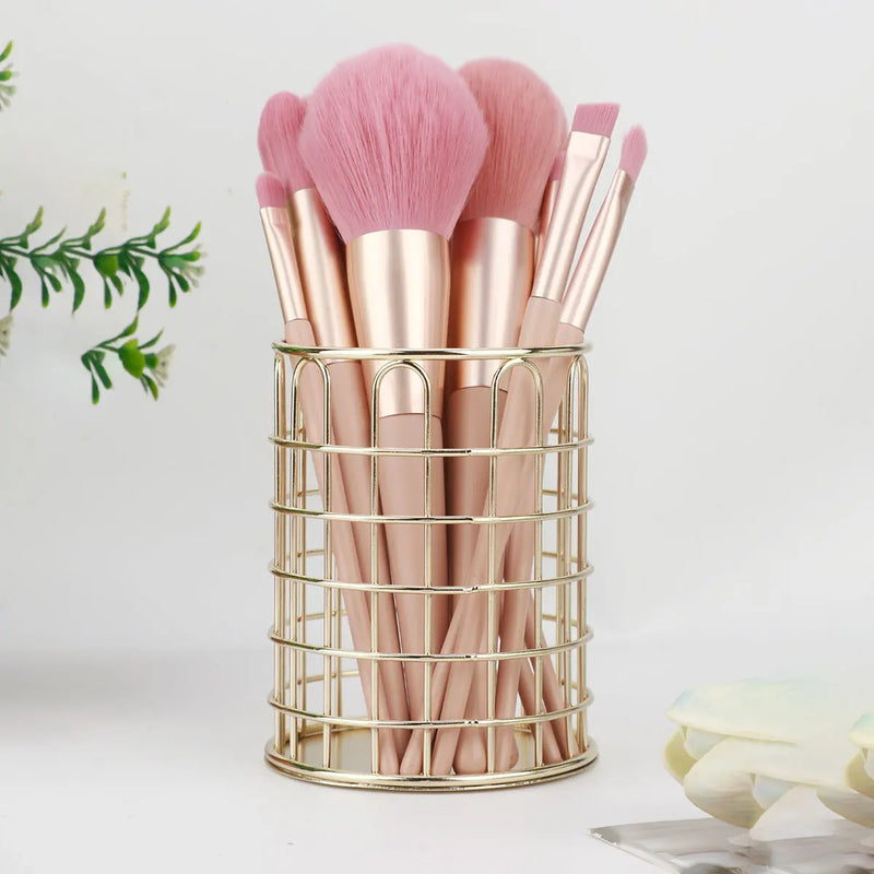 1 metal iron makeup brush storage bucket/office stationery storage basket/stainless steel multi-function storage box