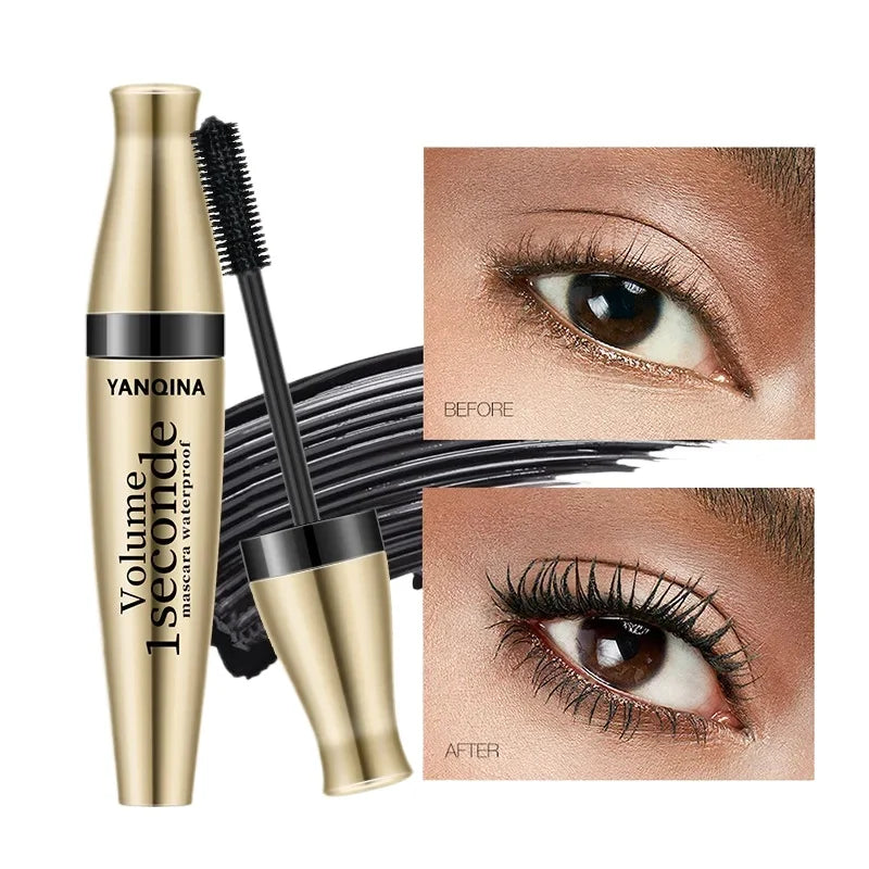 YANQINA Yanqina Gold Tube Mascara Waterproof, Slender and Non-smudging Three-in-one 3D Mascara Silicone Brush