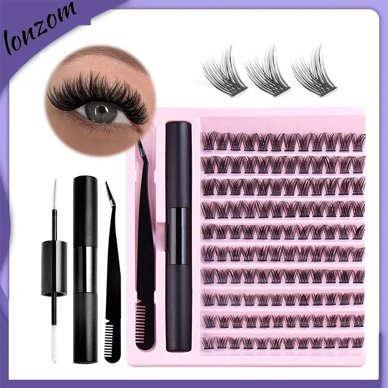 High Quality False Eyelash  Extension Kit Looks Natural DIV 120 Clusters DlY Eye lash For Beauty