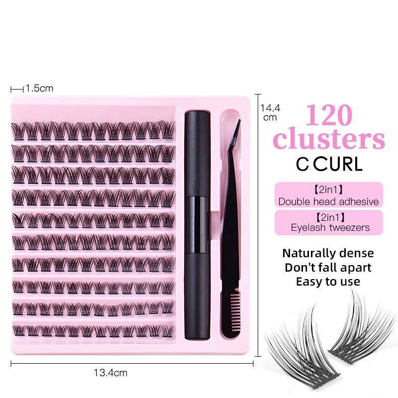 High Quality False Eyelash  Extension Kit Looks Natural DIV 120 Clusters DlY Eye lash For Beauty