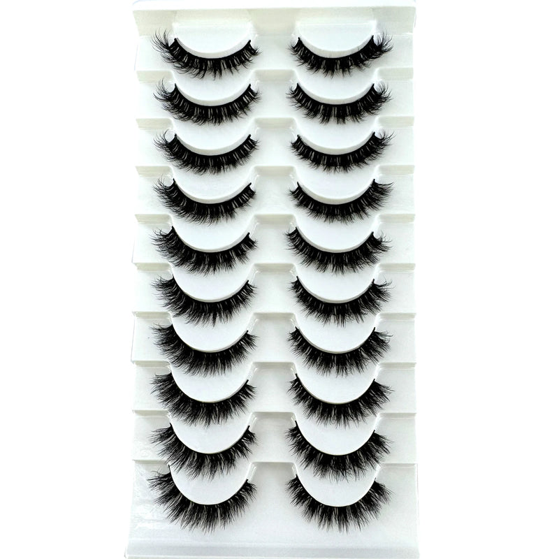 HBZGTLAD New 10 pairs 3D Mink Lashes Faux Mink Fluffy Lash Soft Full Thick Wispy Eyelash Dramatic False Eyelashes Makeup
