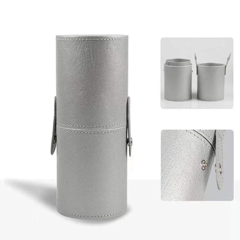 PU Leather Makeup Brush Bucket Portable Travel Cosmetic Bag Multi-Function Dust-Proof Waterproof Makeup Brush Cylinder
