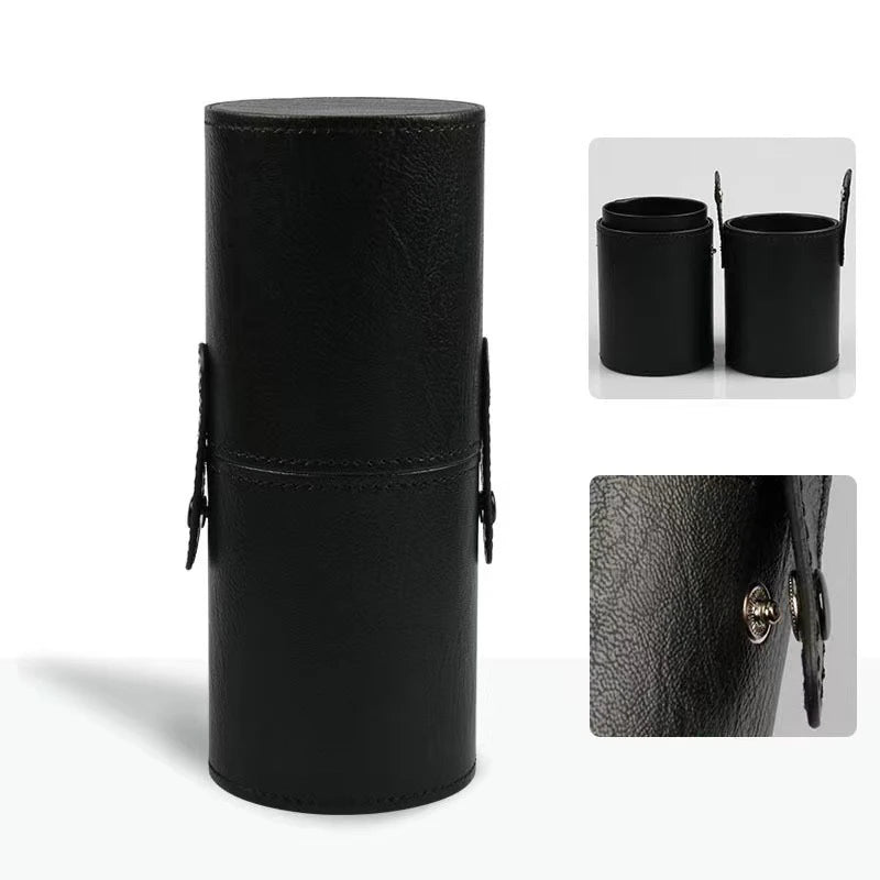 PU Leather Makeup Brush Bucket Portable Travel Cosmetic Bag Multi-Function Dust-Proof Waterproof Makeup Brush Cylinder