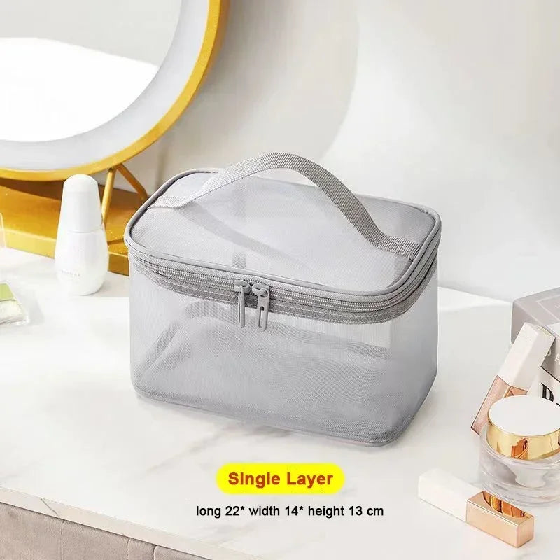 1PCS Women Men Necessary Portable Cosmetic Bag Transparent Travel Organizer Fashion Large Black Toiletry Bags Makeup Pouch