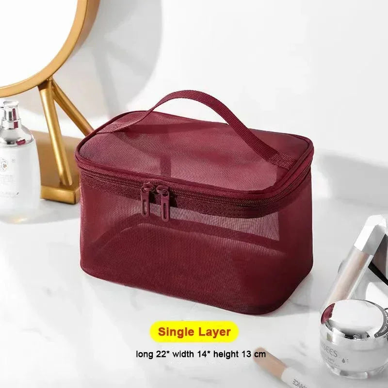 1PCS Women Men Necessary Portable Cosmetic Bag Transparent Travel Organizer Fashion Large Black Toiletry Bags Makeup Pouch