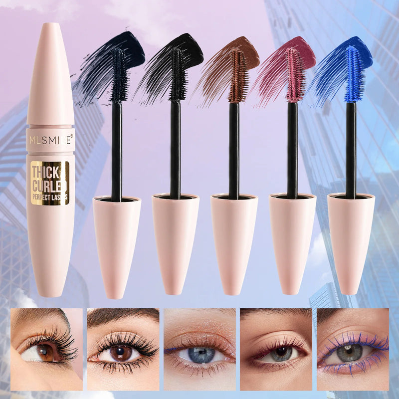 5 Colors Mascara Thick Long Curling Waterproof Liquid Fiber Mascara Long-lasting Mascara Eyelash Extension Large Eye Makeup.