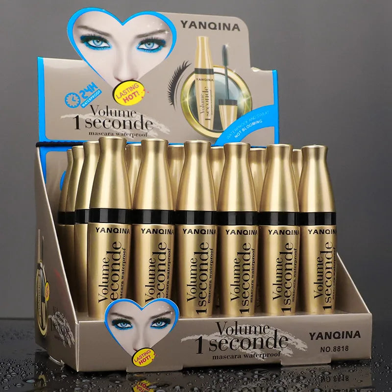 YANQINA Yanqina Gold Tube Mascara Waterproof, Slender and Non-smudging Three-in-one 3D Mascara Silicone Brush