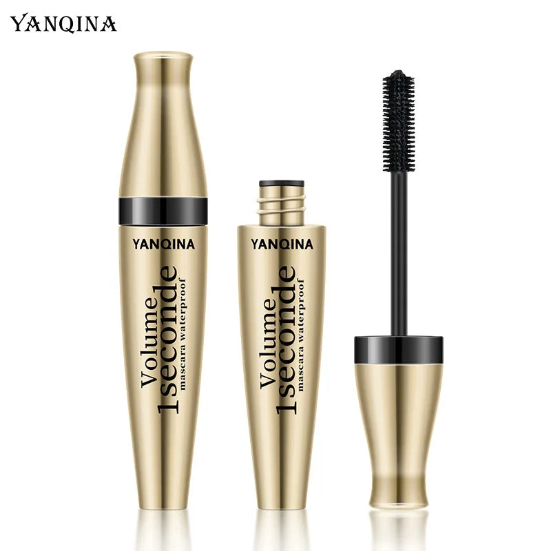 YANQINA Yanqina Gold Tube Mascara Waterproof, Slender and Non-smudging Three-in-one 3D Mascara Silicone Brush